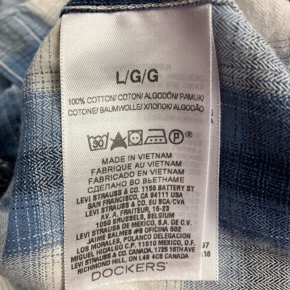 DOCKERS,Men’s Blue&white plaid shirt, Sz Large,Long Sleeve, Lumberjack Style - Picture 3 of 7
